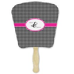 Houndstooth w/Pink Accent Paper Fan (Personalized)