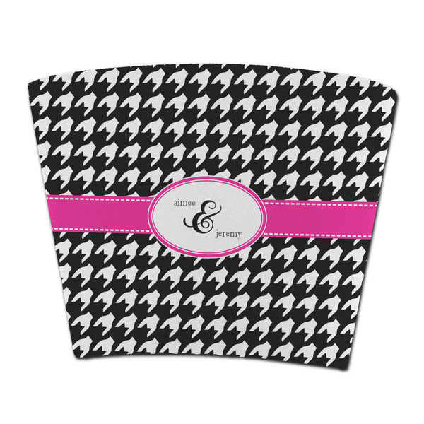 Custom Houndstooth w/Pink Accent Party Cup Sleeve - without bottom (Personalized)