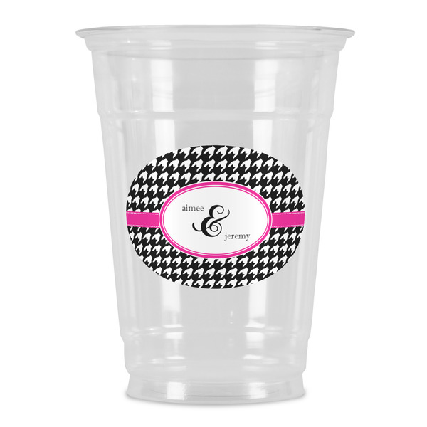 Custom Houndstooth w/Pink Accent Party Cups - 16oz (Personalized)