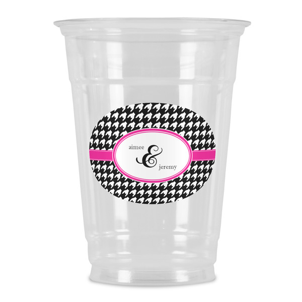 Custom Houndstooth w/Pink Accent Party Cups - 16oz (Personalized)