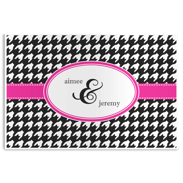 Custom Houndstooth w/Pink Accent Disposable Paper Placemats (Personalized)