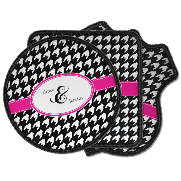 Custom Houndstooth w/Pink Accent Iron on Patches (Personalized)