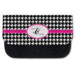 Houndstooth w/Pink Accent Canvas Pencil Case w/ Couple's Names