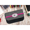 Houndstooth w/Pink Accent Pencil Case - Lifestyle 1
