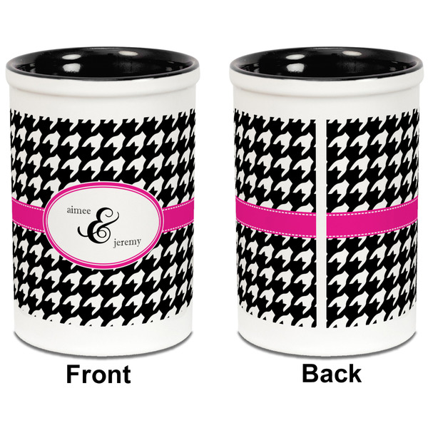 Houndstooth w/Pink Accent Pencil Holder - Black - approval