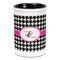 Houndstooth w/Pink Accent Pencil Holder - Black