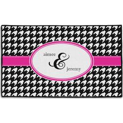 Houndstooth w/Pink Accent Door Mat - 60"x36" (Personalized)