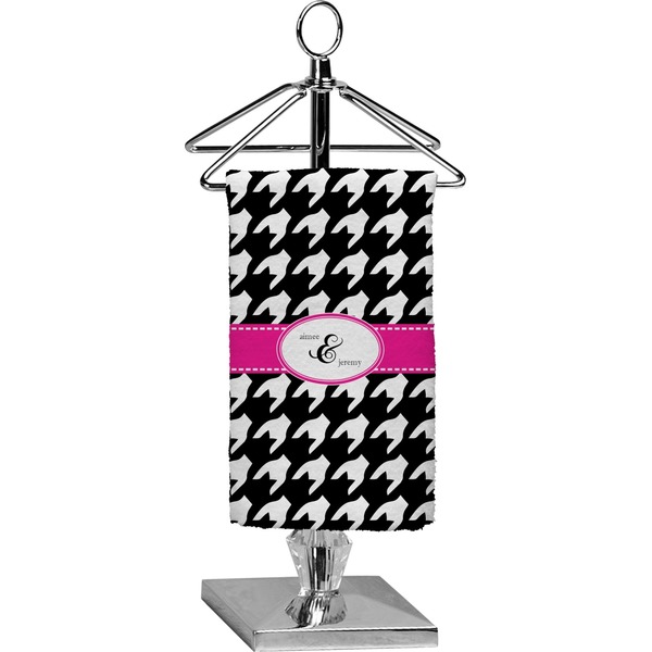 Custom Houndstooth w/Pink Accent Finger Tip Towel - Full Print (Personalized)