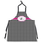 Houndstooth w/Pink Accent Apron Without Pockets w/ Couple's Names
