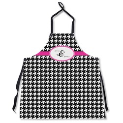 Houndstooth w/Pink Accent Apron Without Pockets w/ Couple's Names