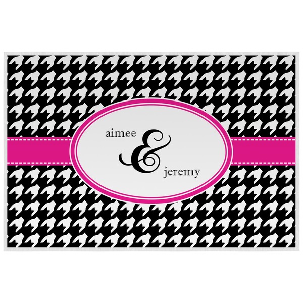 Custom Houndstooth w/Pink Accent Laminated Placemat w/ Couple's Names