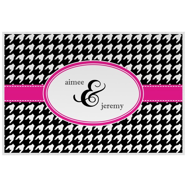 Custom Houndstooth w/Pink Accent Laminated Placemat w/ Couple's Names