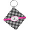 Houndstooth w/Pink Accent Personalized Diamond Key Chain