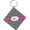 Houndstooth w/Pink Accent Diamond Plastic Keychain w/ Couple's Names