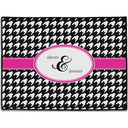 Houndstooth w/Pink Accent Door Mat - 24"x18" (Personalized)