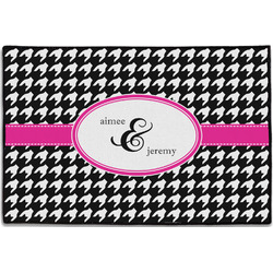 Houndstooth w/Pink Accent Door Mat - 36"x24" (Personalized)