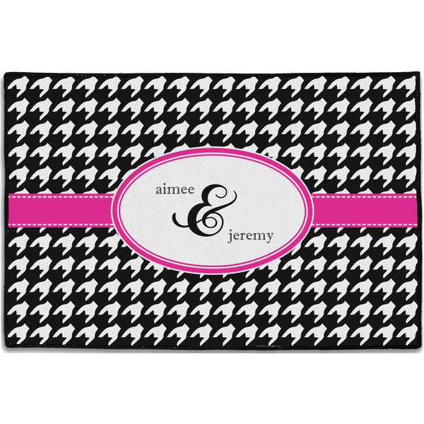 Houndstooth w/Pink Accent Personalized Door Mat - 36x24 (APPROVAL)