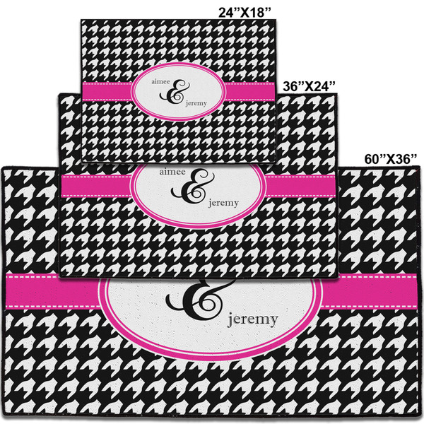 Houndstooth w/Pink Accent Personalized Door Mat - Group Parent IMF