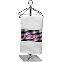 Houndstooth w/Pink Accent Cotton Finger Tip Towel (Personalized)