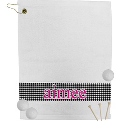 Houndstooth w/Pink Accent Golf Bag Towel (Personalized)