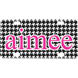Houndstooth w/Pink Accent Mini / Bicycle License Plate (4 Holes) (Personalized)