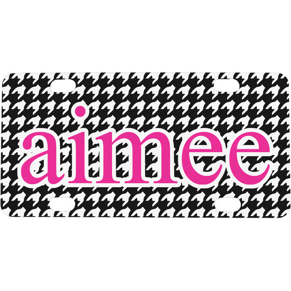 Custom Houndstooth w/Pink Accent Mini/Bicycle License Plate (Personalized)