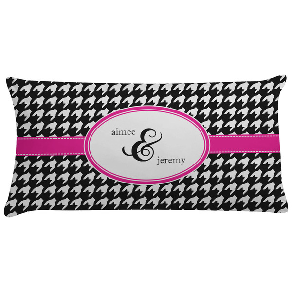 Custom Houndstooth w/Pink Accent Pillow Case (Personalized)