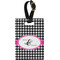 Houndstooth w/Pink Accent Plastic Luggage Tag - Rectangular w/ Couple's Names