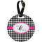 Houndstooth w/Pink Accent Personalized Round Luggage Tag