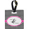 Houndstooth w/Pink Accent Personalized Square Luggage Tag