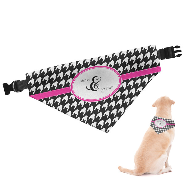 Custom Houndstooth w/Pink Accent Dog Bandana - Small (Personalized)