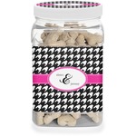 Houndstooth w/Pink Accent Dog Treat Jar (Personalized)