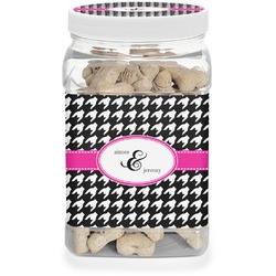 Houndstooth w/Pink Accent Dog Treat Jar (Personalized)
