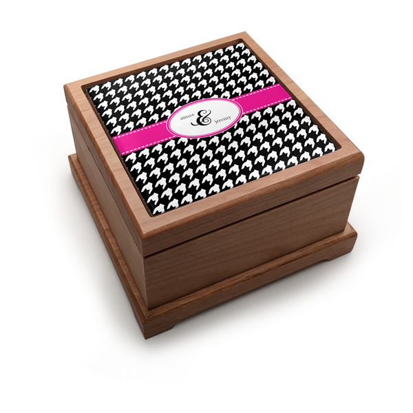 Custom Houndstooth w/Pink Accent Pet Urn w/ Couple's Names