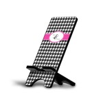 Houndstooth w/Pink Accent Cell Phone Stand (Large) (Personalized)