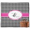 Houndstooth w/Pink Accent Picnic Blanket - Flat - With Basket