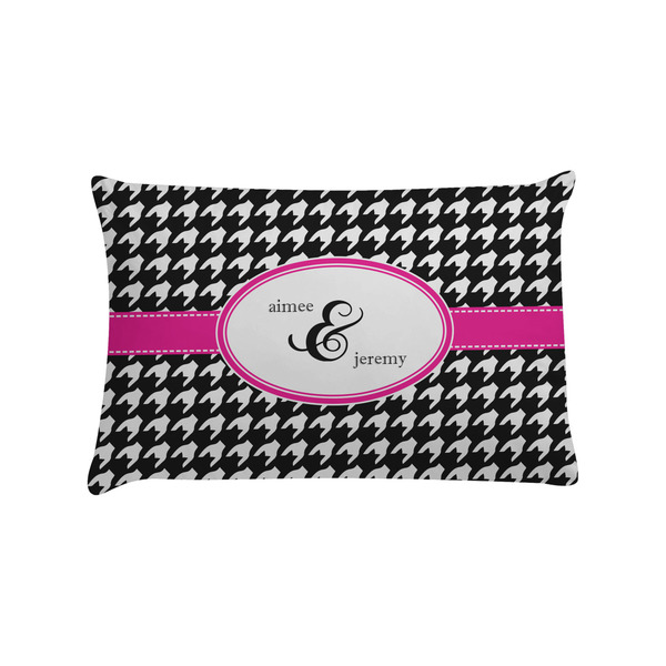 Custom Houndstooth w/Pink Accent Pillow Case - Standard (Personalized)