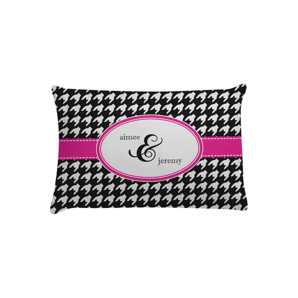 Custom Houndstooth w/Pink Accent Pillow Case - Toddler (Personalized)
