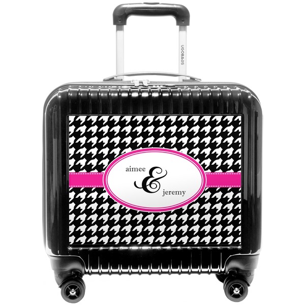Custom Houndstooth w/Pink Accent Pilot / Flight Suitcase (Personalized)