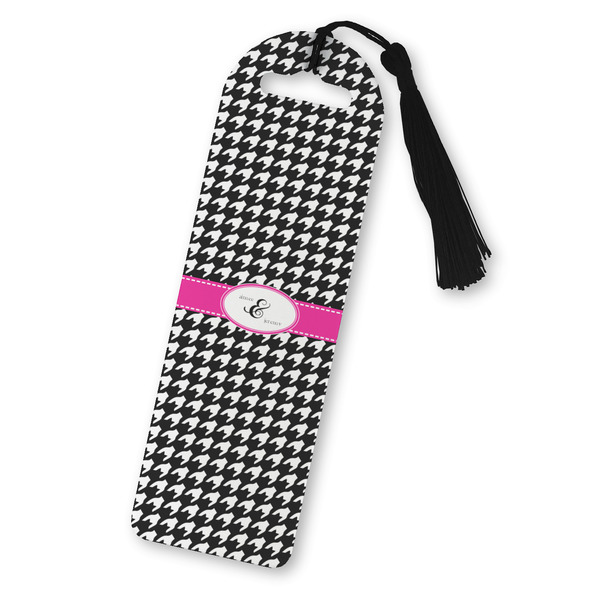 Custom Houndstooth w/Pink Accent Plastic Bookmark (Personalized)