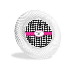 Houndstooth w/Pink Accent Plastic Party Appetizer & Dessert Plates - 6" (Personalized)