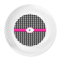 Houndstooth w/Pink Accent Plastic Party Dinner Plates - 10" (Personalized)