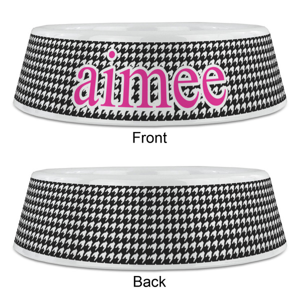 Houndstooth w/Pink Accent Plastic Pet Bowls - Large - APPROVAL
