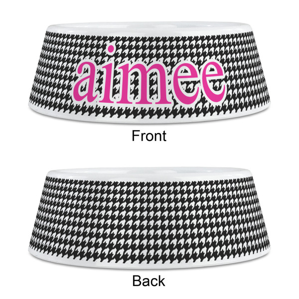 Houndstooth w/Pink Accent Plastic Pet Bowls - Medium - APPROVAL