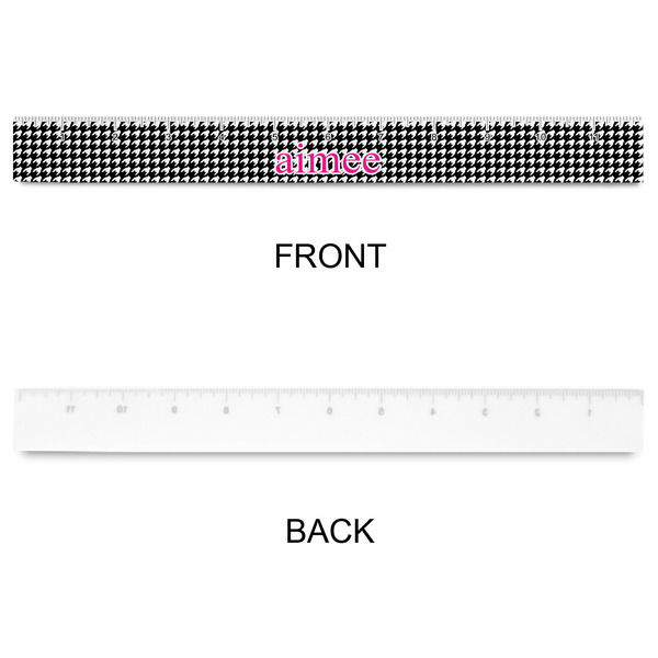 Houndstooth w/Pink Accent Plastic Ruler - 12" - APPROVAL