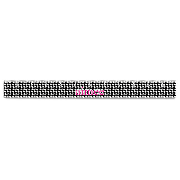 Houndstooth w/Pink Accent Plastic Ruler - 12" - FRONT