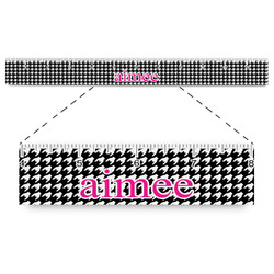 Houndstooth w/Pink Accent Plastic Ruler - 12" (Personalized)