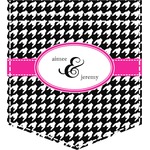 Houndstooth w/Pink Accent Iron On Faux Pocket (Personalized)
