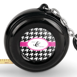 Houndstooth w/Pink Accent Pocket Tape Measure - 6 Ft w/ Carabiner Clip (Personalized)