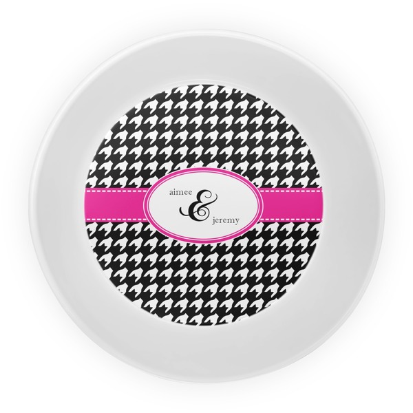 Houndstooth w/Pink Accent Melamine Bowl - Center